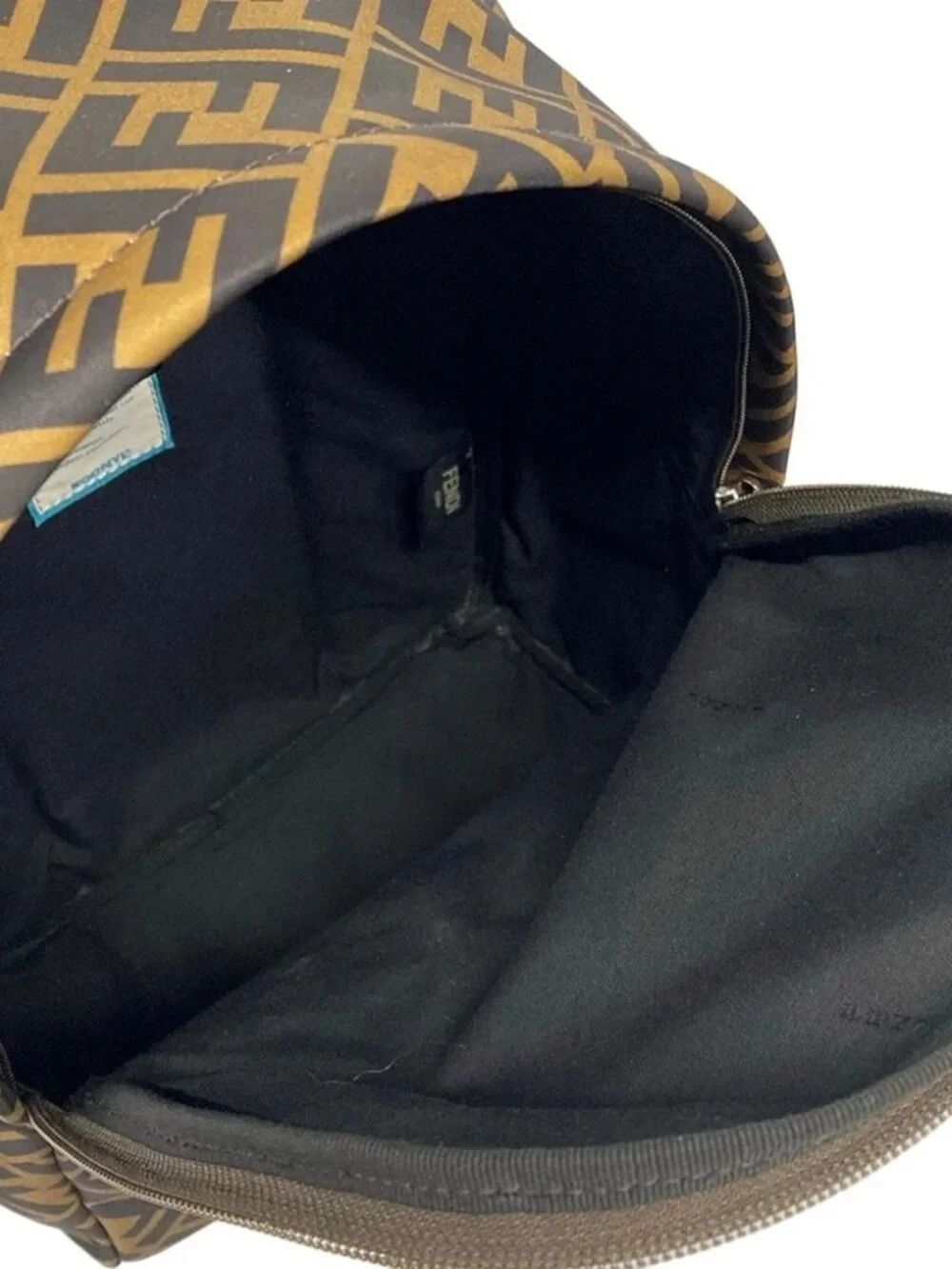 FENDI Zucca 8BZ040 Brown Black Yellow Nylon Leather Backpack